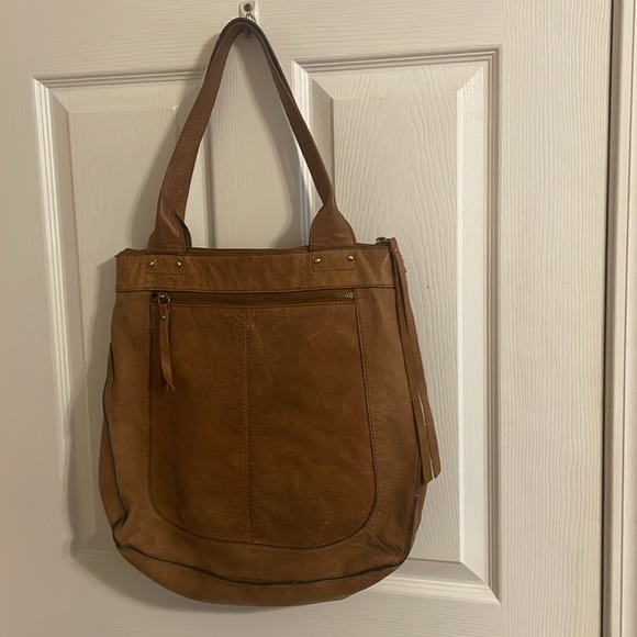 EUC Vintage Lucky Brand Large Y2K Tan Leather Double Strap Tote Shoulder Bag - Picture 2 of 16